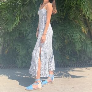 Black and white polka dot long dress